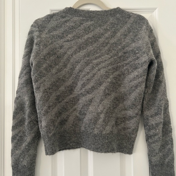 Rag & Bone Gray Baby Alpaca Germain Metallic Zebra Jacquard Sweater - Picture 5 of 7